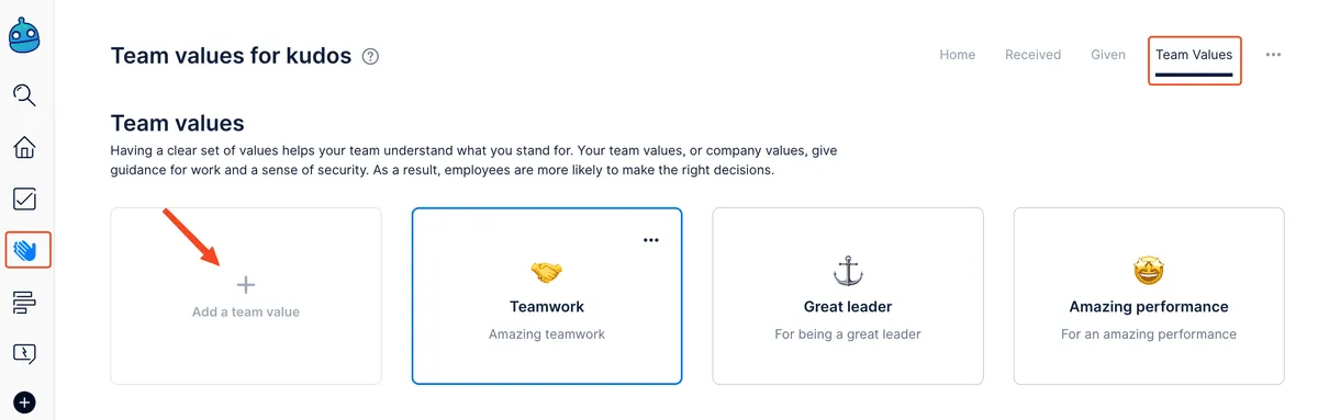 Adding a new team value in Dailybot