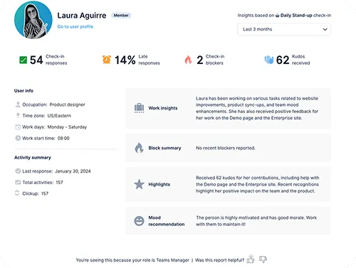 Dailybot Daily Stand-up check-in report